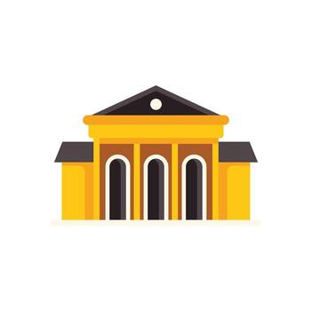 Big city hall building with columns facade standing on square vector