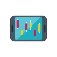 Smartphone showing stock market data with candlestick chart vector