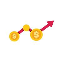 Money graph showing increasing revenue with upward arrow vector