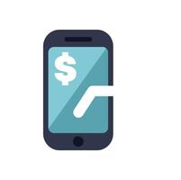 Smartphone showing growing statistics graphic with dollar sign vector