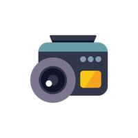 Modern digital action camera showing recording screen with big lens vector