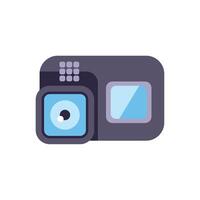 Action camera showing its lens and screen isolated on white background vector