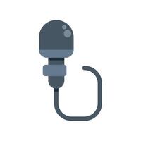 Clip on microphone with wire hanging down icon in flat style vector