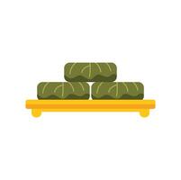 Korean dessert bingsu green tea flavored on wooden tray vector