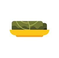 Dolma serving on yellow plate side view icon vector