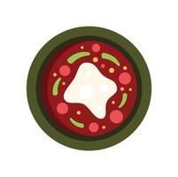 Delicious soup dish served in a bowl with vegetables and cream being served for dinner vector