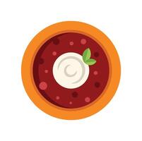 Top view of a bowl of borscht soup, a vibrant and flavorful dish vector