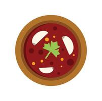 Delicious red soup with vegetables in brown bowl appetising lunch vector