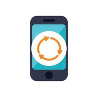 Smartphone showing update or synchronization process vector