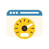 Website speed optimization with speedometer showing fast loading time vector