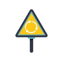 Yellow traffic sign representing roundabout intersection vector