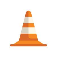 Orange traffic cone standing up signaling caution vector