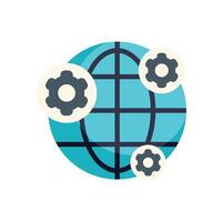 Global management and business processes automation with gears icon on world map vector