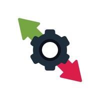 Gear with two arrows pointing in opposite directions representing market volatility vector
