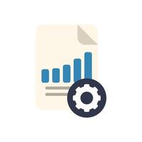 Report document showing growing bar chart and gear wheel vector