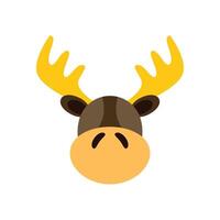 Cute moose face cartoon character looking forward vector