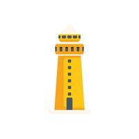 Yellow lighthouse guiding ships with its powerful beam of light vector