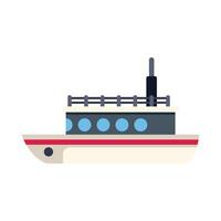 Big white and red pleasure boat with tourists on deck is floating on the river vector