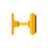 Yellow floor cleaning device with handle and rotating brush flat icon vector