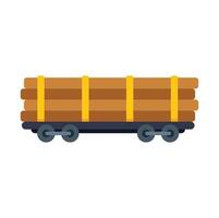 Freight train waggon carrying wood logs on railway platform vector