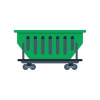 Green mining dump car carrying coal on rails side view vector