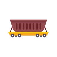 Mining cart delivering coal from mine on rails vector