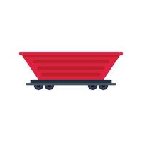 Mining cart with metal body standing on rails vector