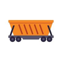 Empty mining cart standing on rails on white background vector
