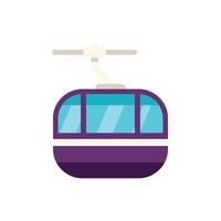 Empty cable car moving up mountain on white background vector