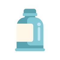Blue plastic bottle with blank label for shampoo or other cosmetics showing front view vector