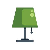 Green desk lamp standing and illuminating with light bulb vector
