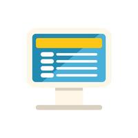Monitor showing website design program interface with menu buttons and blank search bar vector