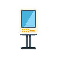 Payment terminal standing on metal stand displaying blank screen vector