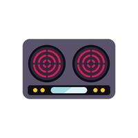 Modern electric stove top view with heating elements turned on vector