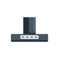 Modern game console standing on top of a console with four circular lights vector