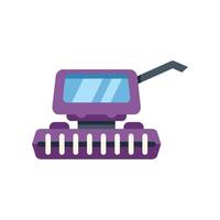 Combine harvester harvesting wheat in field flat icon design vector