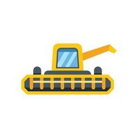 Combine harvester harvesting wheat in field flat icon vector