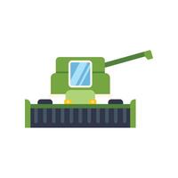 Green combine harvester working in field side view vector