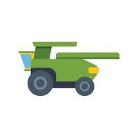 Green combine harvester working in field side view vector