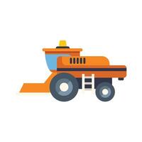 Orange combine harvester working in field illustration vector