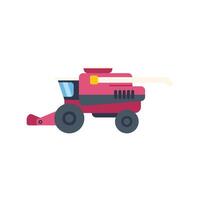 Red combine harvester working in the field flat illustration vector