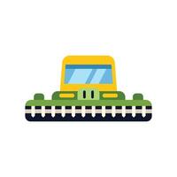 Modern combine harvester working in field flat design icon vector
