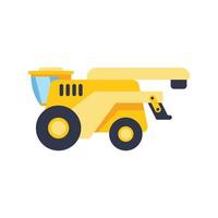 Yellow combine harvester working in field illustration vector