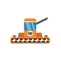 Orange combine harvester working in wheat field flat illustration vector