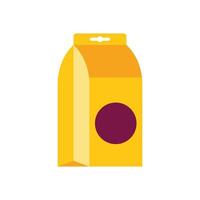 Yellow doypack packaging with round label hanging on white background vector
