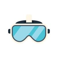 Ski goggles with camera showing blue lens in flat design vector