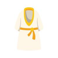 White bathrobe with yellow belt hanging on white background vector