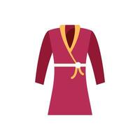Maroon kimono robe with yellow lapels and white belt for spa or home vector