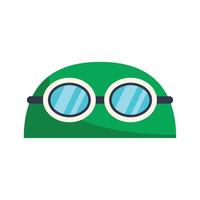 Green swimming cap with goggles showing summer fun concept vector