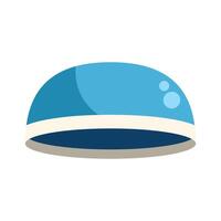 Blue swimming cap protecting hair while swimming in pool vector
